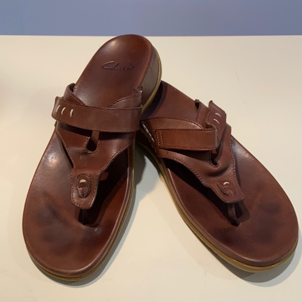Clarks Dark Brown Leather Sandals
